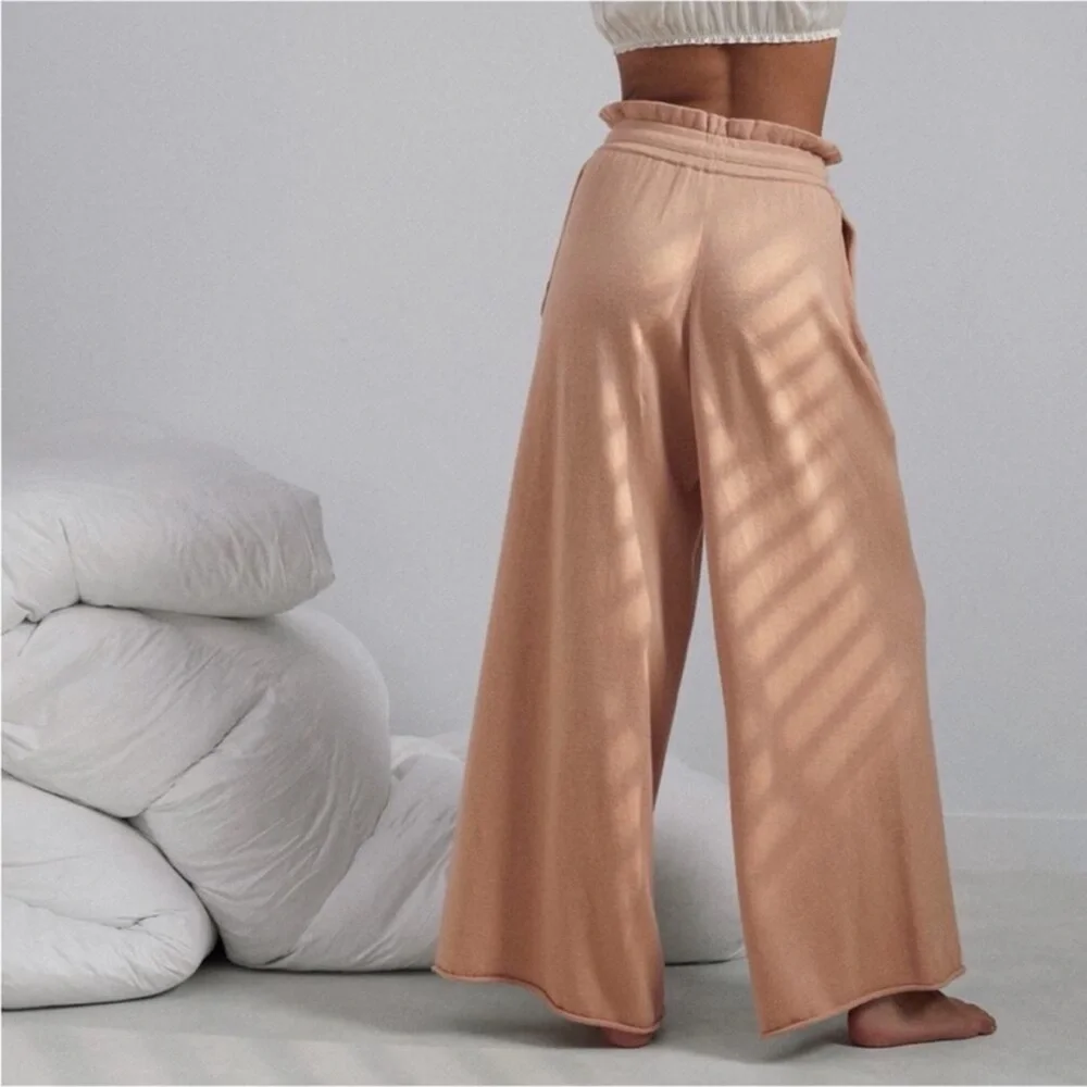 NWOT Lunya Cozy Cotton Silk Nutmeg Neutral Knit Drawstring Wide Leg Pants Size M - Picture 13 of 13